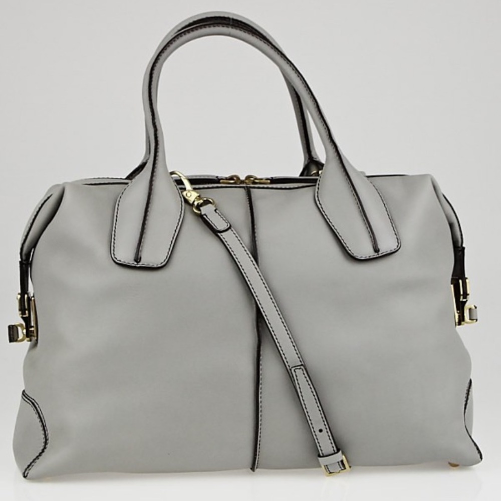 Tod's Gray Leather Tote Bag